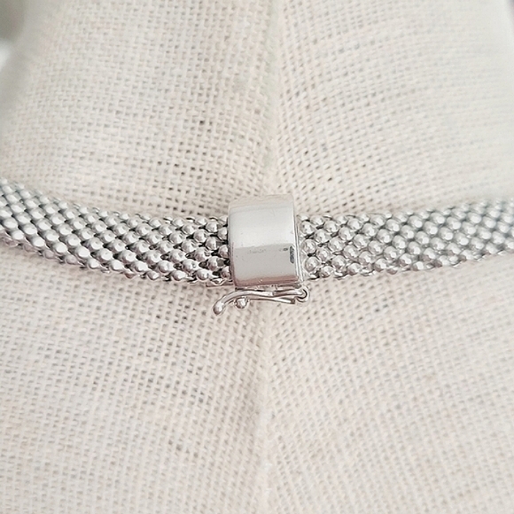 VINTAGE Designer Xoni diamond station popcorn design sterling silver necklace - Picture 4 of 10